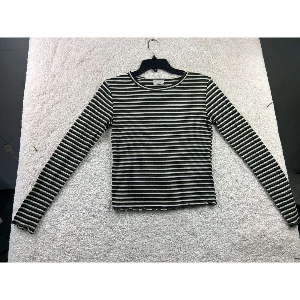 Free Kisses Women's‎ Striped Long Sleeve Top Large Ribbed Knit